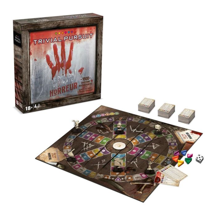 Winning Moves Trivial Pursuit Edición Horror. Juego de Mesa con 1800 preguntas y 6 categorías de terror. Incluye 6 peones de coleccionista. 1 Winning Moves Trivial Pursuit Edición Horror. Juego de Mesa con 1800 preguntas y 6 categorías de terror. Incluye 6 peones de coleccionista. 1