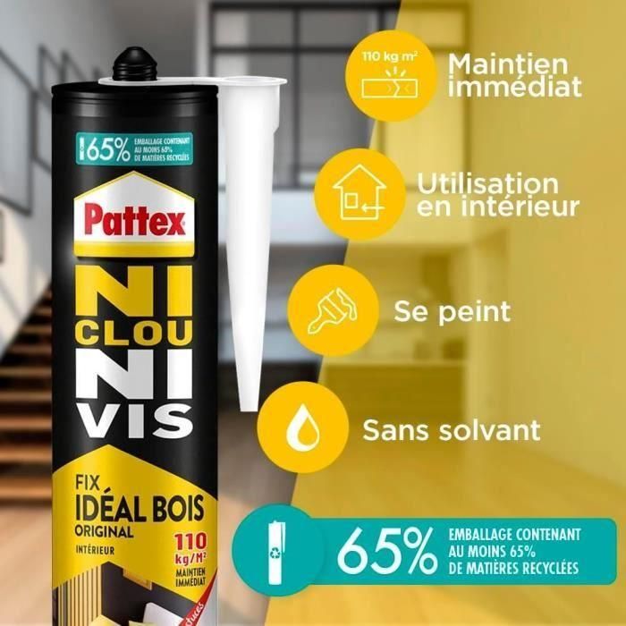Pattex ni tornillo Ni Ni Chrono - Lote de 2 cartuchos 310ml 380g + 1 gratis 4 Pattex ni tornillo Ni Ni Chrono - Lote de 2 cartuchos 310ml 380g + 1 gratis 4