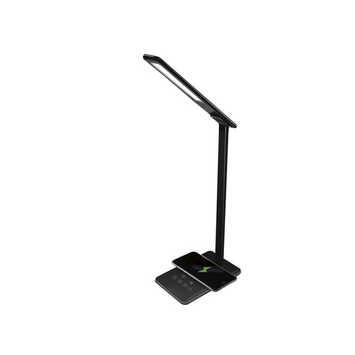 Lampara De Oficina Q-Connect Sobremesa Profesional Abs 48 Leds 5 W Sensor 5 Niveles Cargador Movil Color Negro