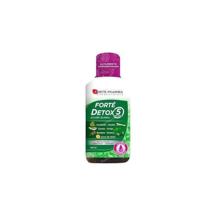 Forté Pharma FORTÉ DETOX 5 ÓRGANOS Acción Global Complemento Depurativo Control y Pérdida de Peso Sabor Limón 500ml