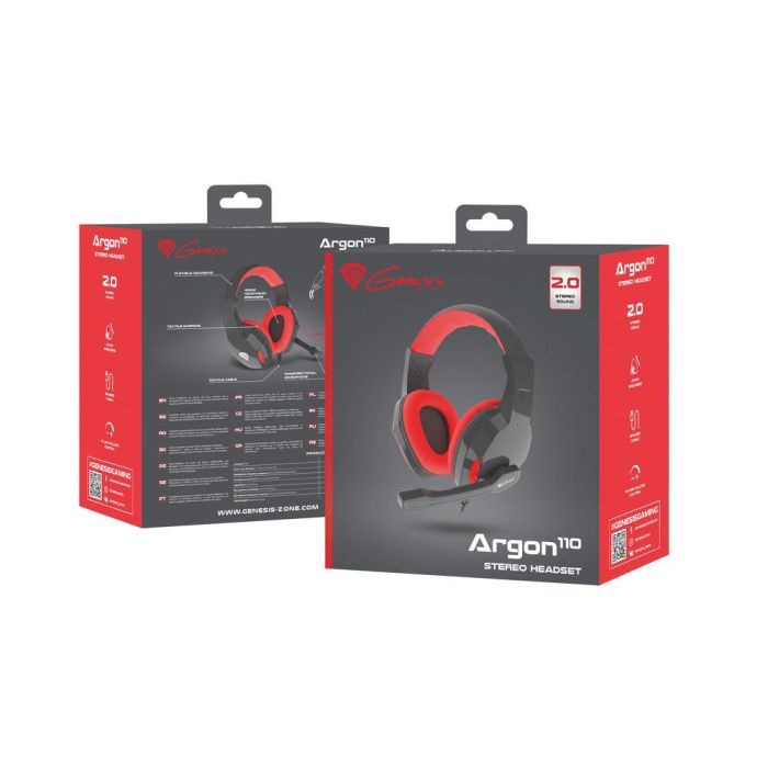 GENESIS Argon 110 Auriculares Alámbrico Diadema Juego Negro, Rojo 3