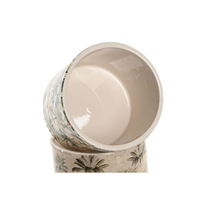Macetero Tropical DKD Home Decor Verde Multicolor 13.6 x 11.8 x 13.6 cm Set de 3 (2 Unidades) 3
