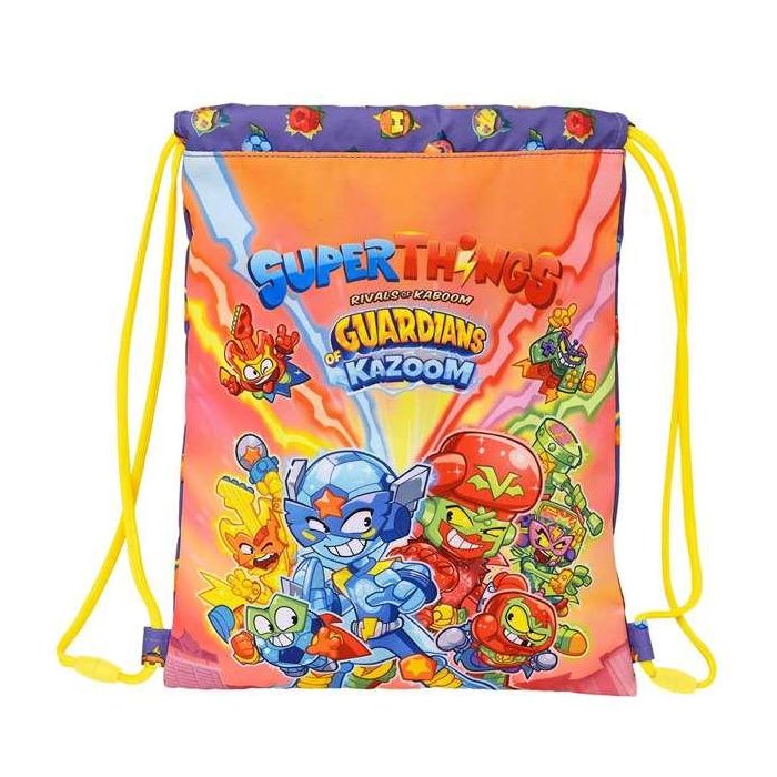 Bolsa Mochila con Cuerdas SuperThings Guardians of Kazoom Amarillo Morado 26 x 34 x 1 cm 4