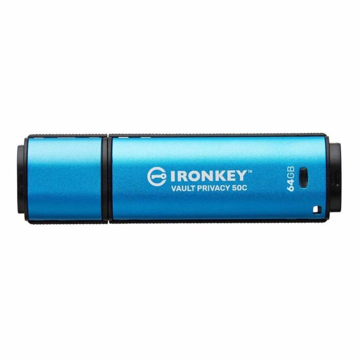 Kingston IronKey Vault Privacy 50C 64GB USB-C 3.2 Gen 1, Encriptación Hardware AES-256 FIPS 197, Resistente Agua IPX8, Vel. Lect. 250 MB/s