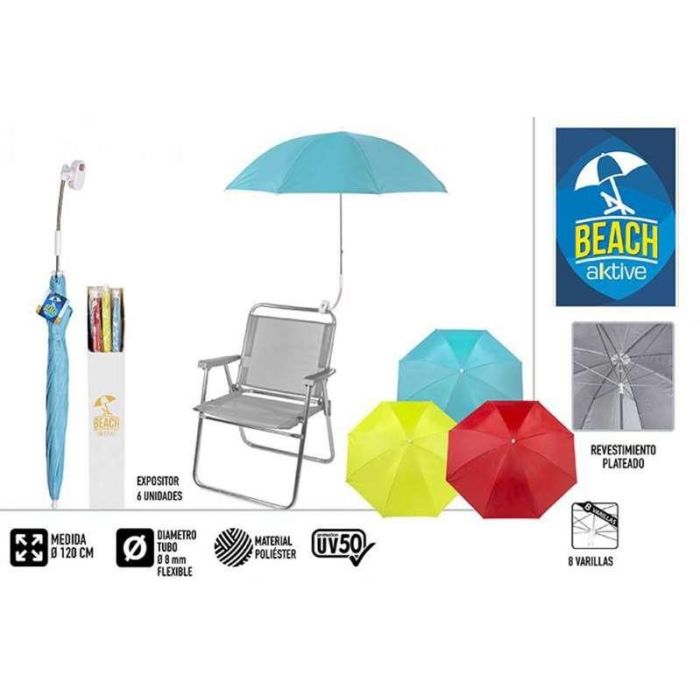 Aktive Beach Sombrilla para Silla de Playa Protección UV, 100 Centímetros, Poliéster Oxford 90G, Modelos Surtidos 2 Aktive Beach Sombrilla para Silla de Playa Protección UV, 100 Centímetros, Poliéster Oxford 90G, Modelos Surtidos 2