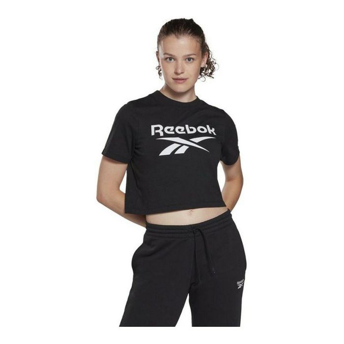 Camiseta de Manga Corta Mujer Reebok Cropped Identity Negro 5