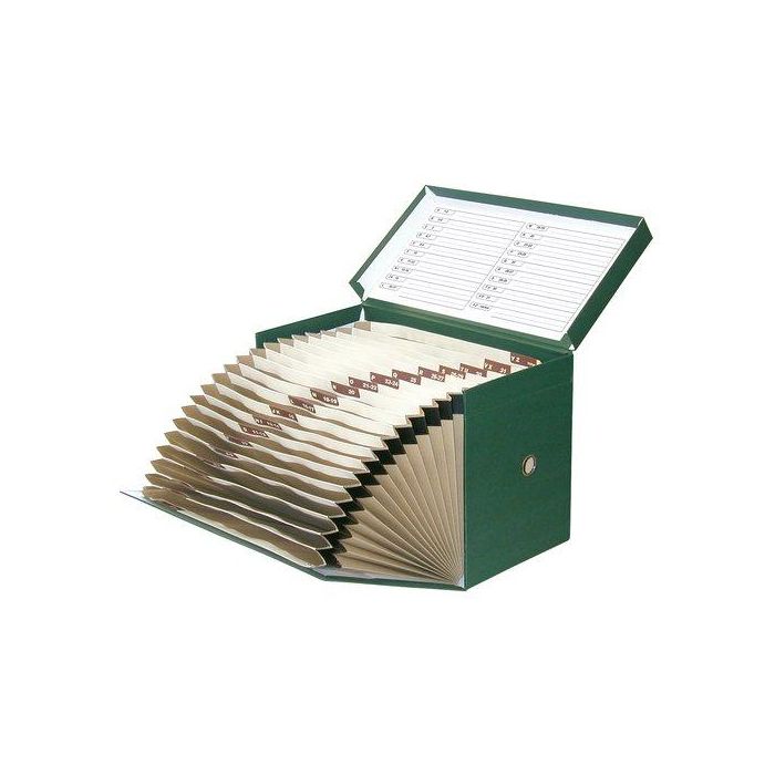 Caja De Transferencias Elba Geltex Fº Con Fuelle 21 Cm Verde 16 Dptos.(4292102)