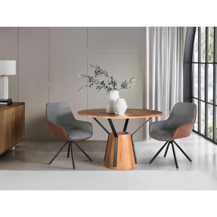 Giner y Colomer Mesa de Comedor Redonda Madera de Mango y Metal 116 cm Diámetro 0 Giner y Colomer Mesa de Comedor Redonda Madera de Mango y Metal 116 cm Diámetro 0