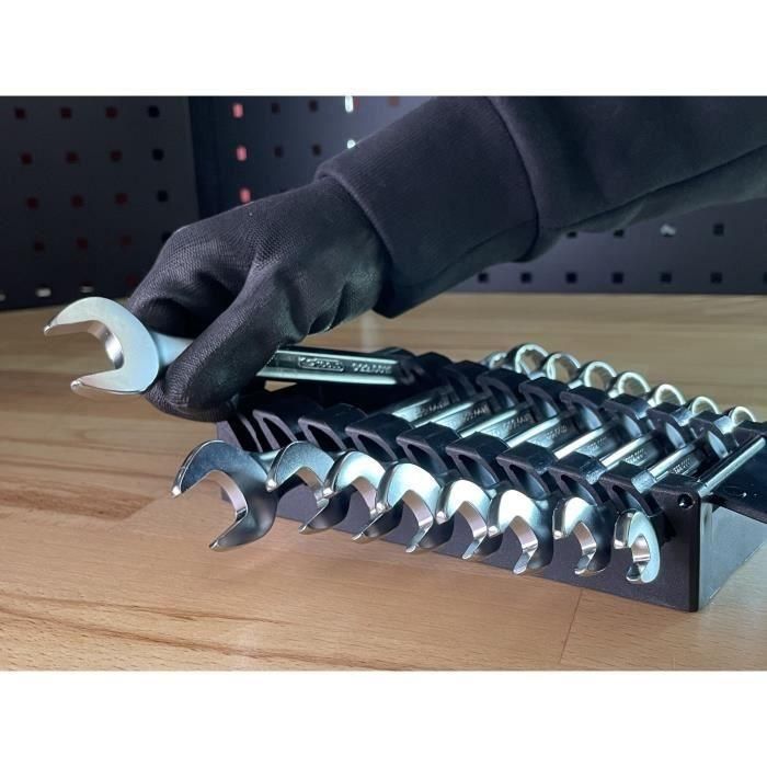 Juego de llaves combinadas métricas de 9 piezas - KS TOOLS - 922.0043 - Llave de boca con trinquete en caja - 8 a 19 mm - Ángulo de horquilla de ojo inclinado 15° 4