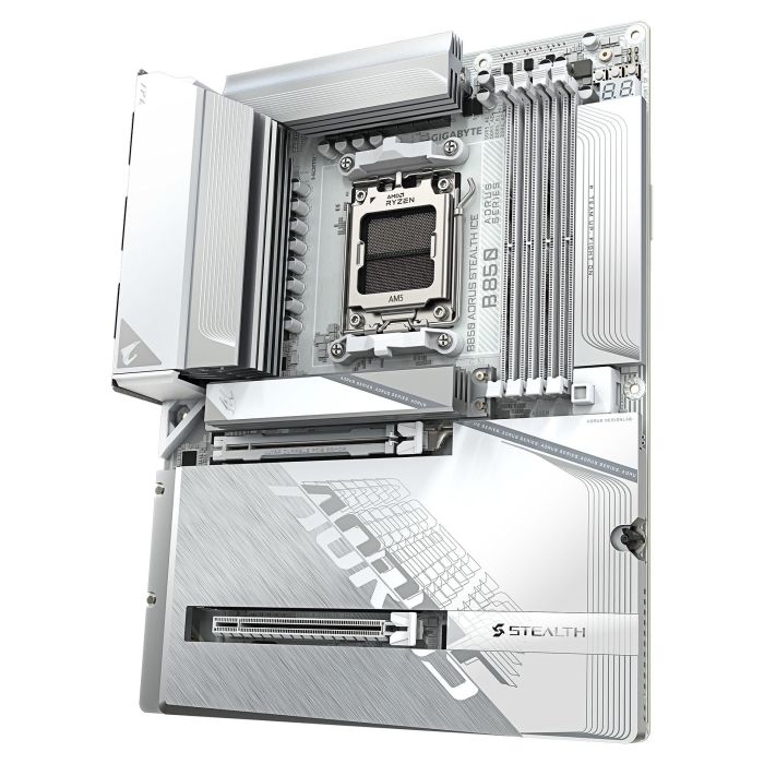 Gigabyte GA-B850 AORUS STEALTH ICE Placa Base ATX AM5 DDR5 Wi-Fi 7 LAN 5GbE Zócalo AM5 para AMD Ryzen Serie 9000 VRM Digital 4