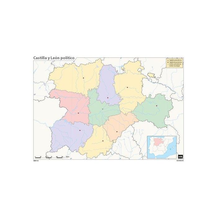 Mapa Mudo Erik Color Politico Castilla Y Leon (Set de 50)