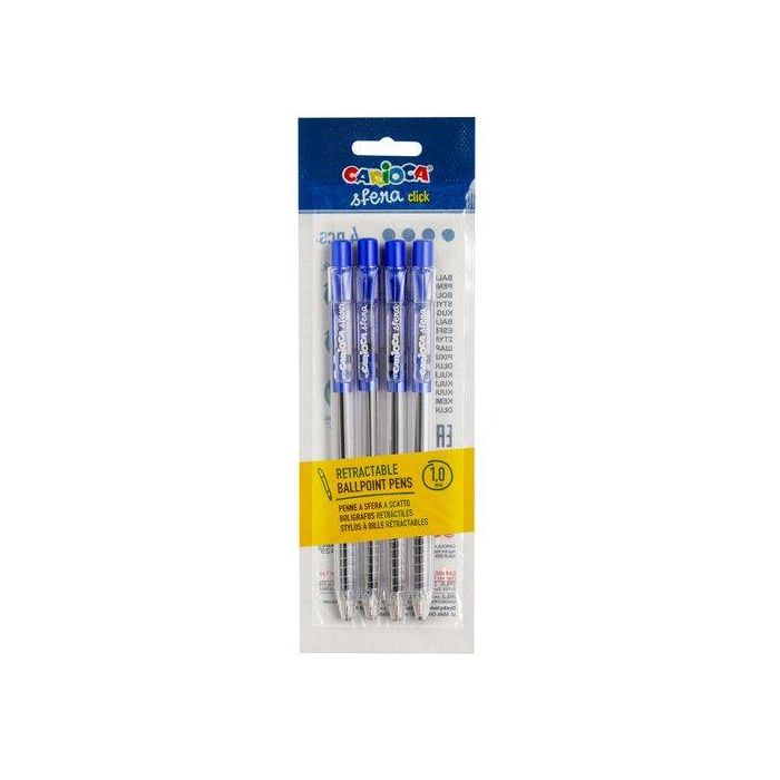 Boligrafo Carioca Sfera Retractil 1.0Mm Azul Bolsa De  4
