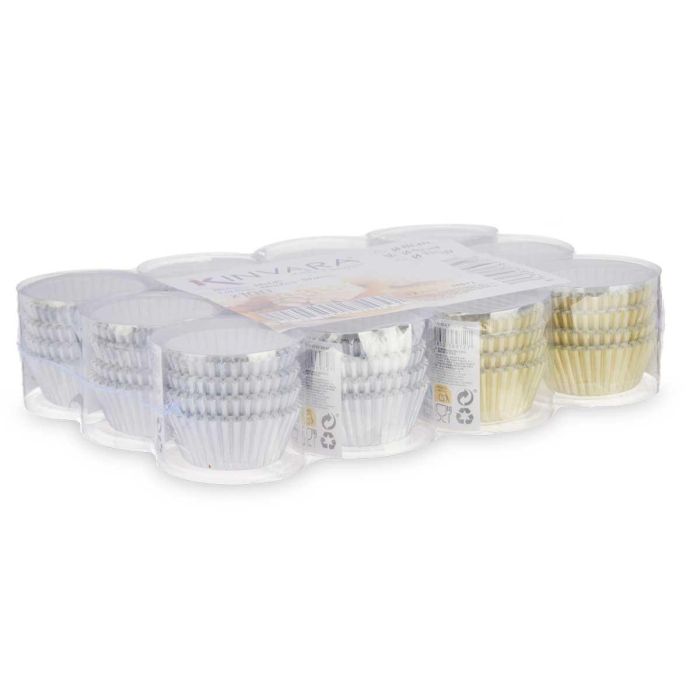 Set 100 Moldes Papel Metalizados Reposteria 9 cm Surtidos Oro y Plata - Kinvara (48 Unidades) 2 Set 100 Moldes Papel Metalizados Reposteria 9 cm Surtidos Oro y Plata - Kinvara (48 Unidades) 2