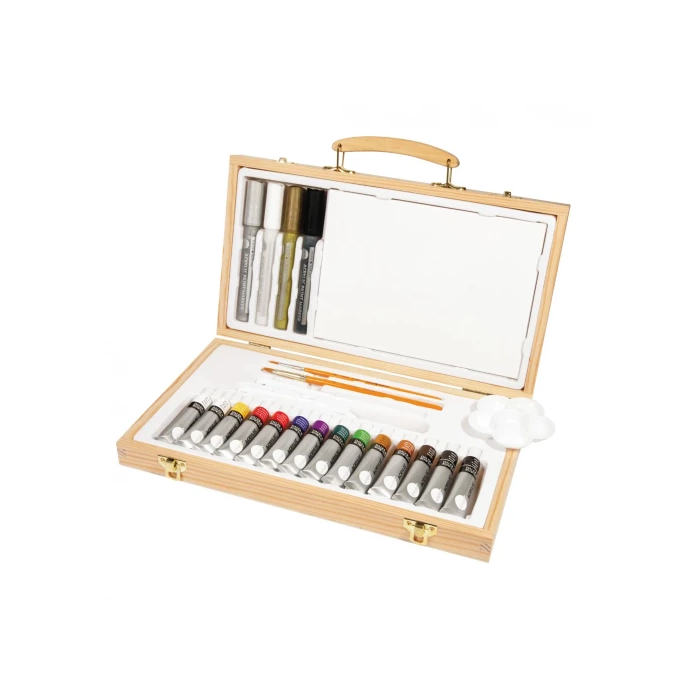 Pintura Acrilica Daler Rowney Simply Caja De Madera De 26 Piezas (Incluye 14X Tubos , 2X Pinceles, 4 X Rotuladores, Papel De Dibujo Acrilico Y Paleta Para Mezclas) 1 Pintura Acrilica Daler Rowney Simply Caja De Madera De 26 Piezas (Incluye 14X Tubos , 2X Pinceles, 4 X Rotuladores, Papel De Dibujo Acrilico Y Paleta Para Mezclas) 1