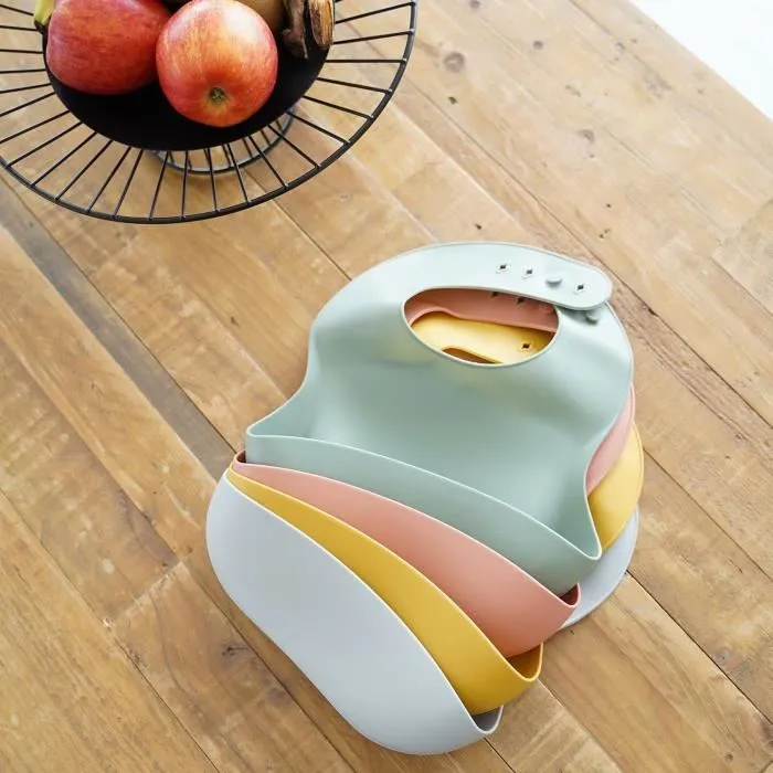 Thermobaby AAAMI10101 Set 2 Baberos Silicona Verde Cactus y Amarillo Miel 3