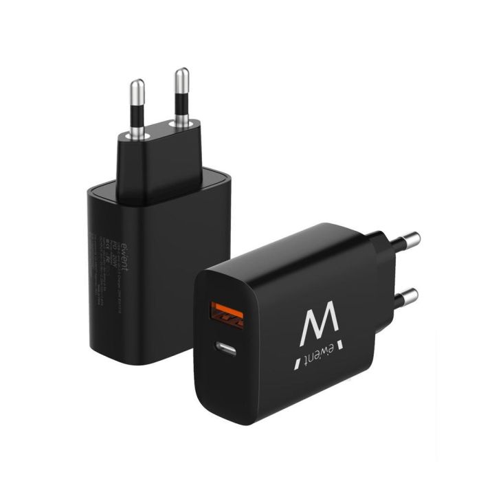 Ewent EW1319 Cargador USB-C 20W Doble Puerto PD QC3.0 Carga Rápida para iPhone 15/14 y Android Negro 2 Ewent EW1319 Cargador USB-C 20W Doble Puerto PD QC3.0 Carga Rápida para iPhone 15/14 y Android Negro 2