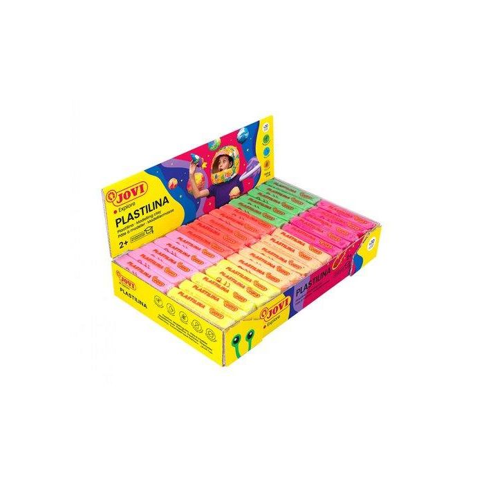 Jovi 70f – Plastilina vegetal, caja 30 unidades, colores fluorescentes surtidos, muy moldeable, no mancha