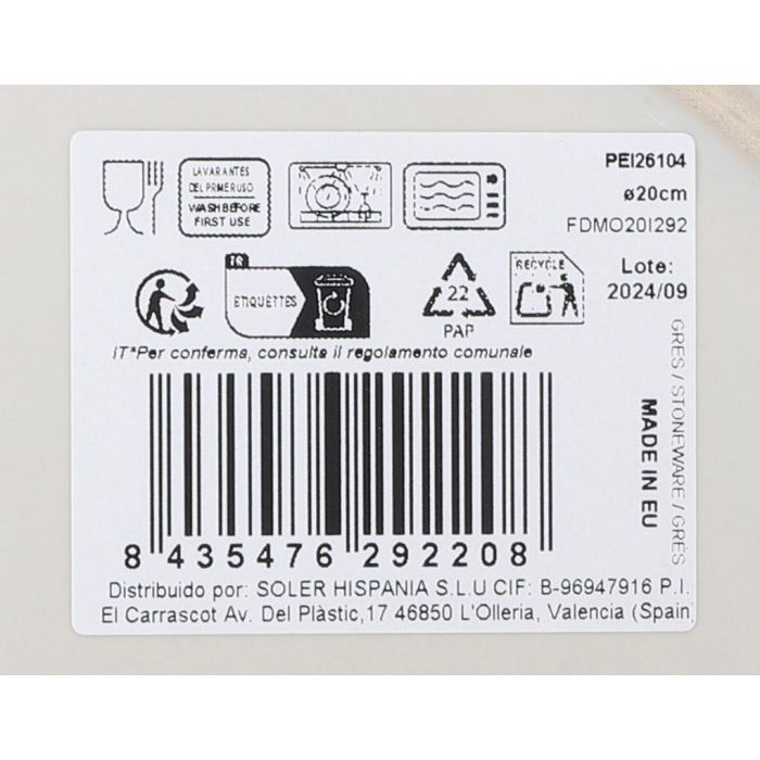 La Mediterranea Plato Postre Ø20 cm "Peixe" Monaco Brillo (12 Unidades) 1