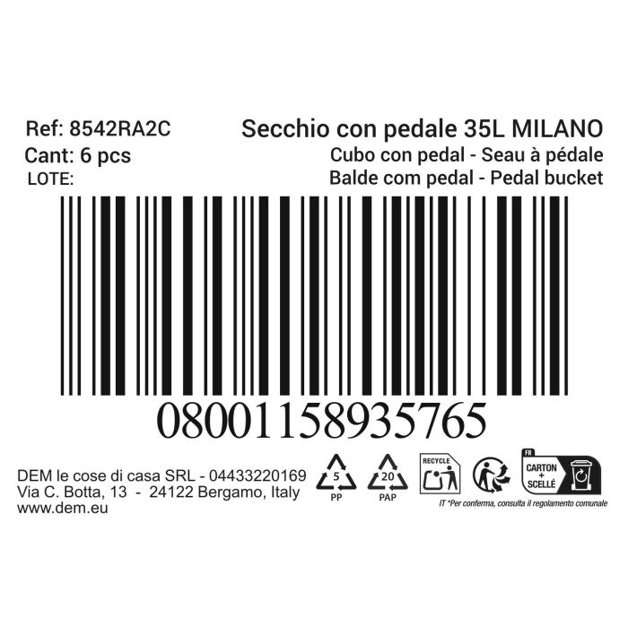 Cubo Con Pedal Milano 35L Colores (6 Unidades) 1