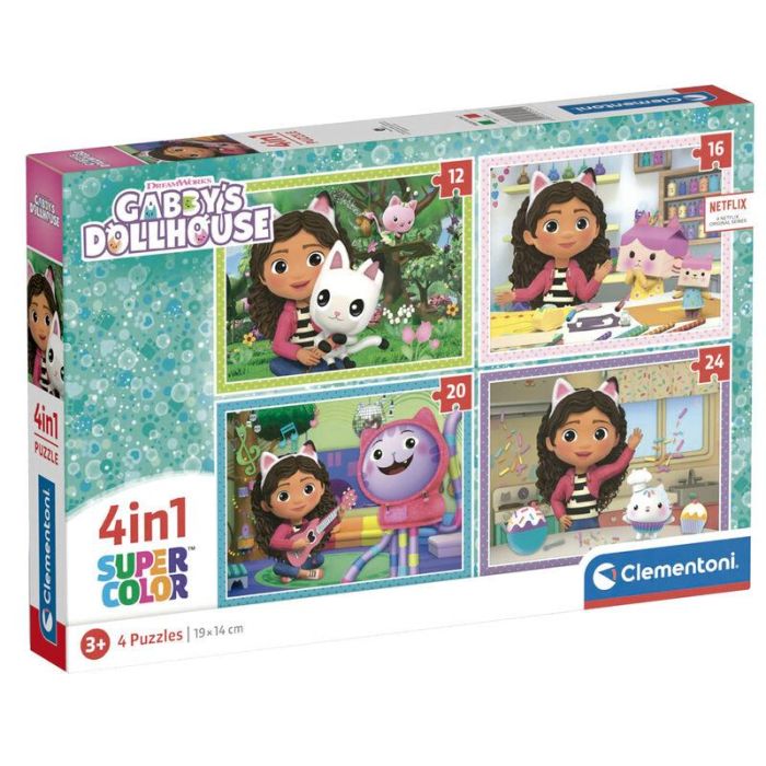 CLEMENTONI Puzzle La Casa de Muñecas de Gabby 12-16-20-24 piezas
