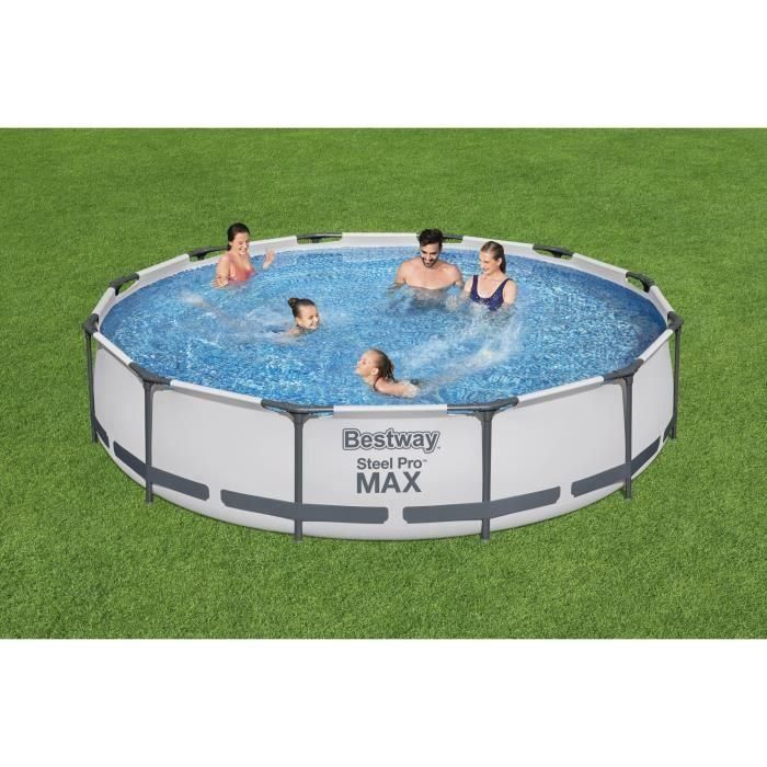 Piscina sobre suelo BESTWAY Steel Pro Max - Redonda - Diámetro 366 x 76 cm, filtro de cartucho 1 Piscina sobre suelo BESTWAY Steel Pro Max - Redonda - Diámetro 366 x 76 cm, filtro de cartucho 1
