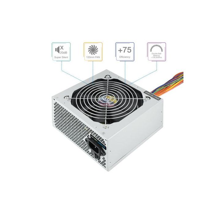 TooQ TQAPOLO-500SP Fuente de Alimentación 500W PFC Activo ATX 12V V1.3 Ventilador Silencioso 120mm Eficiencia >78% 1