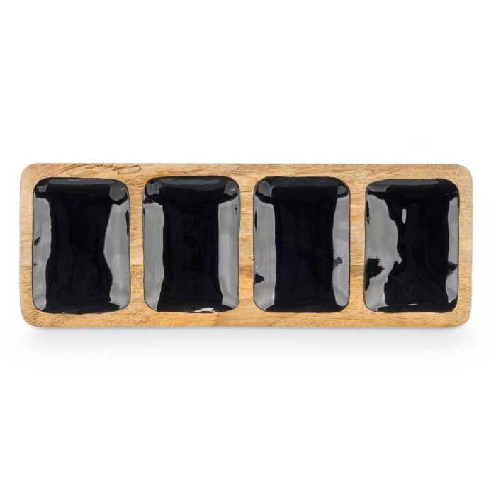 Bandeja Rectangular 4 Espacios Madera Mango Negro Giftdecor 46x17x3 cm (6 Unidades) 2 Bandeja Rectangular 4 Espacios Madera Mango Negro Giftdecor 46x17x3 cm (6 Unidades) 2