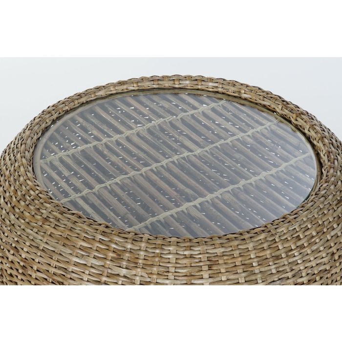 DKD Home Decor Mesa Centro Balines Ratan y Cristal Natural 82 x 48 x 82 cm 1