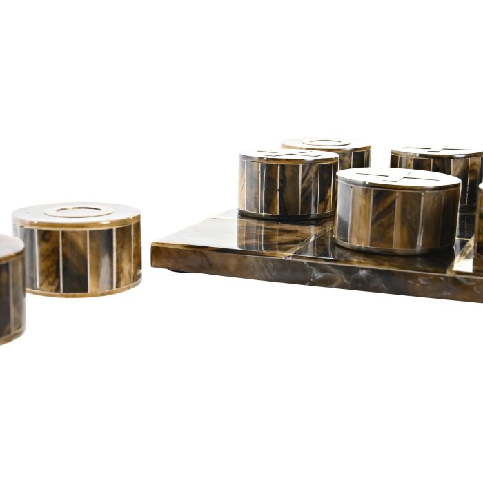 DKD Home Decor Juego De Mesa Moderno Blanco Ambar Metalizado Resina Metal 20.5 x 5 x 20.5 cm (2 Unidades) 2