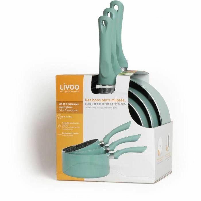 Set de Cazos Livoo Ø 18 cm Ø 20 cm Ø 16 cm Verde Aluminio 3 Piezas 7 Set de Cazos Livoo Ø 18 cm Ø 20 cm Ø 16 cm Verde Aluminio 3 Piezas 7