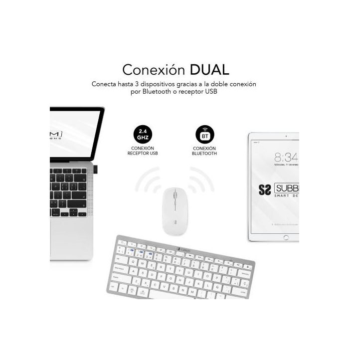 SUBBLIM Combo Multidispositivo Compacto Plateado/Blanco 1