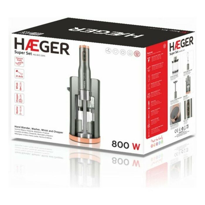 Batidora de Mano Multifunción con Accesorios Haeger HB-80C.024A Gris 800 W 1