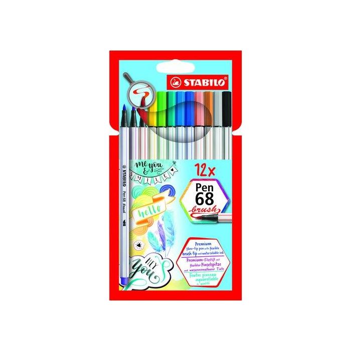 Stabilo Rotuladores Pen 68 Brush C-Surtidos Estuche 12 Ud