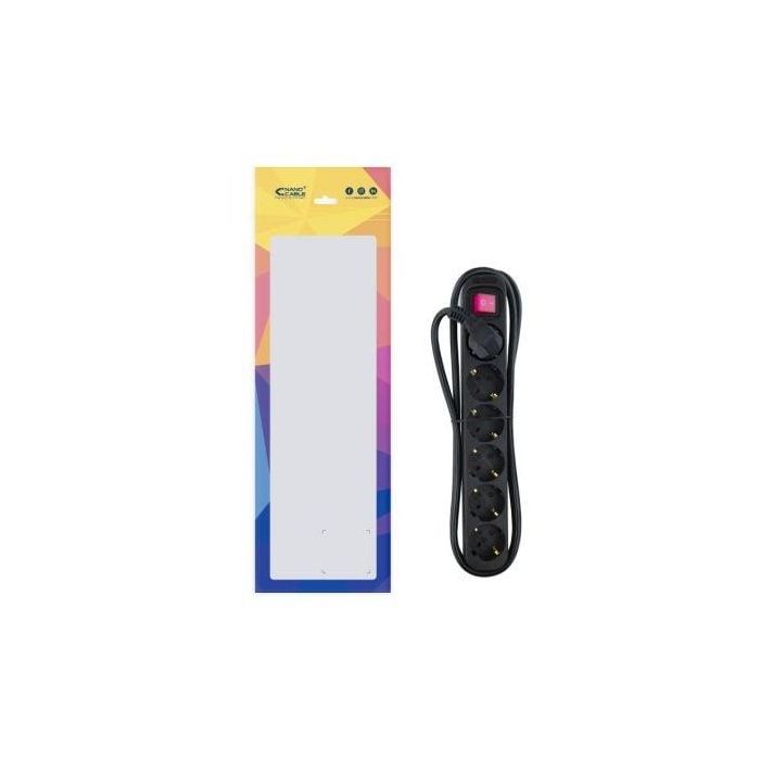 Nanocable 10.37.0006-BK Regleta de Enchufes con Interruptor, 6 Tomas de Corriente con Toma de Tierra, Cable 1.4m, Protección Infantil, 3.680W, Negra 3