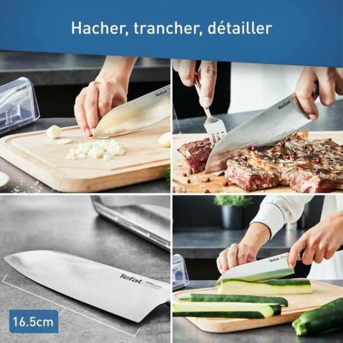 TEFAL Cuchillo de cocina Ever Sharp Santoku 16,5 cm, Afilador integrado, Tecnología segura, Acero inoxidable alemán K2579024 4