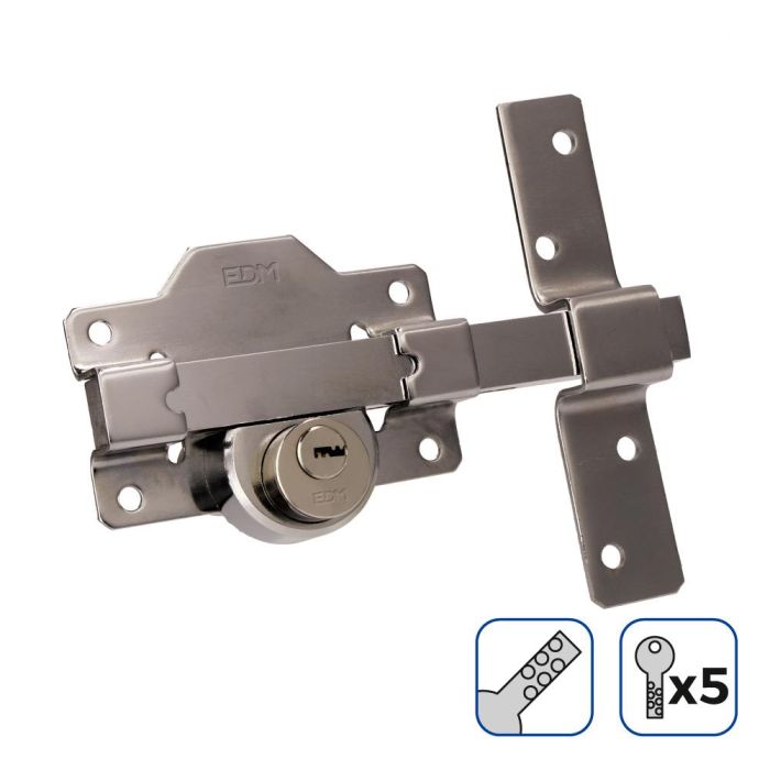 Cerrojo de seguridad color níquel incluye 5 llaves de seguridad Cerrojo de seguridad color níquel incluye 5 llaves de seguridad