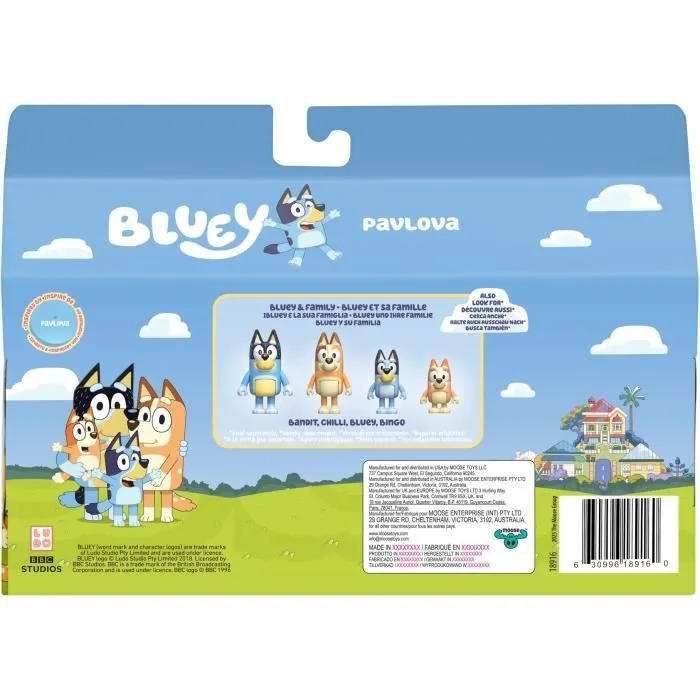 Moose Bluey Pack 4 Figuras Chef 18916 Bluey, Bingo, Bandit y Chilli Muñecos +3 Años 2
