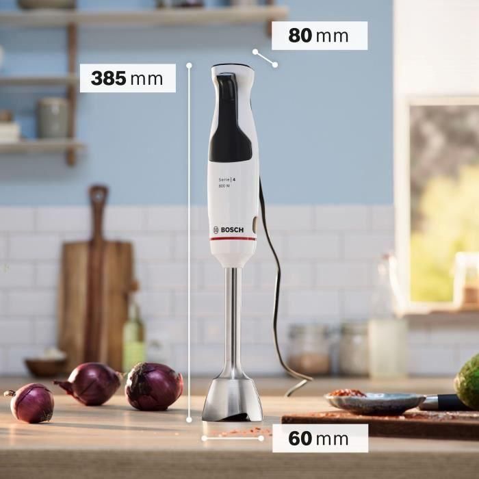 Bosch MSM4W221 Batidora de mano 600 W con 4 cuchillas afiladas, bol para mezclar, mini picadora y batidor, engranaje cerámico 1 Bosch MSM4W221 Batidora de mano 600 W con 4 cuchillas afiladas, bol para mezclar, mini picadora y batidor, engranaje cerámico 1