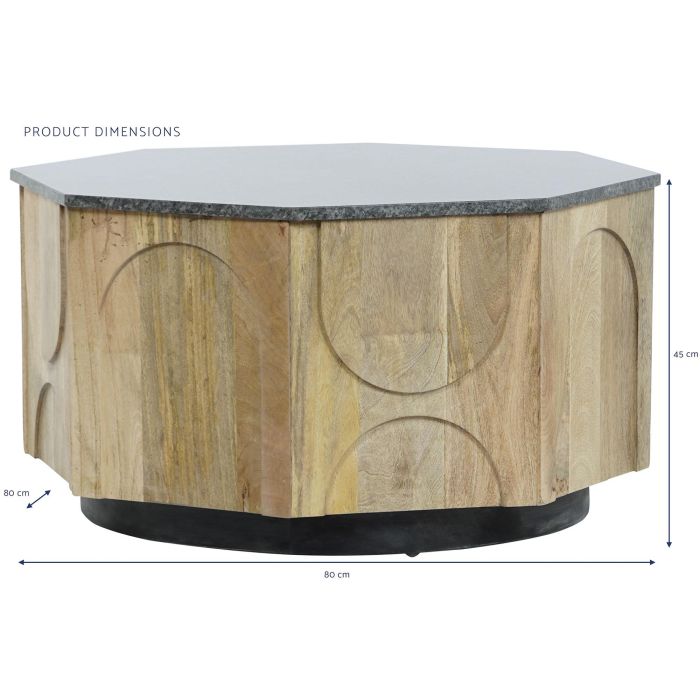 DKD Home Decor Mesa Centro Moderno Mango y Marmol 80 x 80 x 45 cm 6