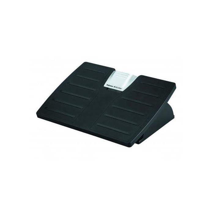 Fellowes Reposapiés Ajustable 8035001 con Microban y Certificación Ergonómica Fira, Negro/Plateado 1