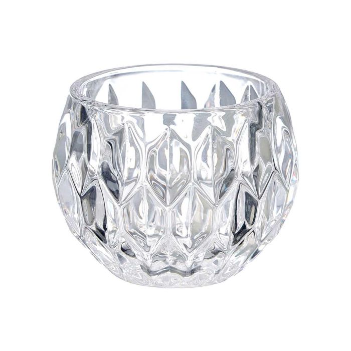 Giftdecor Portavela de Cristal con Forma de Diamante Pequeño, Transparente, Vidrio, Dimensiones 7.5x6x7.5 cm (Set de 24)