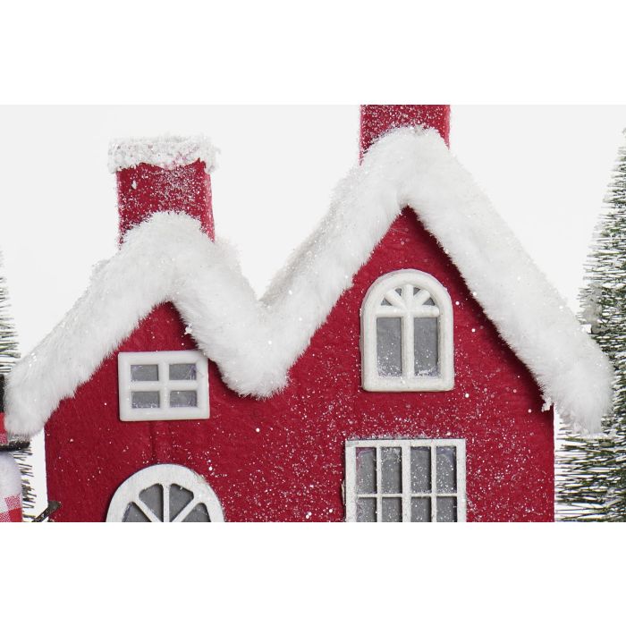 DKD Home Decor Casa de Navidad Luminosa LED Alpina de Porexpan, Decoración Navideña Rojo Blanco Verde 15x21x39 cm 3