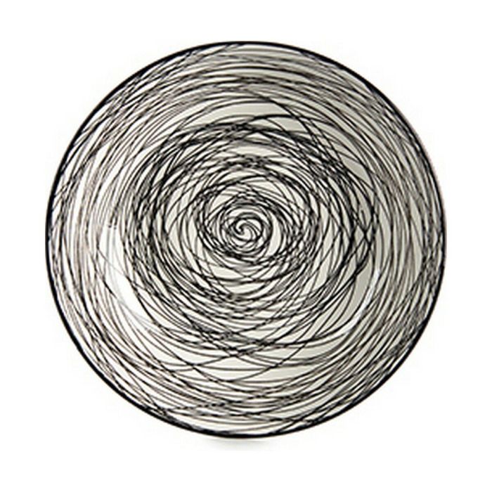 Plato Hondo Vessia MB19A3181-SB MB19A3181-SB Blanco Negro Porcelana Rayas 20 x 4,7 x 20 cm (6 Unidades)