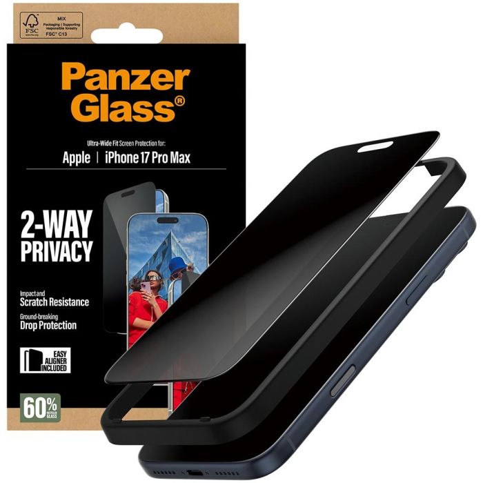 PanzerGlass 2-Way Privacy Schutzglas iPhone 17 Pro Max/UWF 5 PanzerGlass 2-Way Privacy Schutzglas iPhone 17 Pro Max/UWF 5