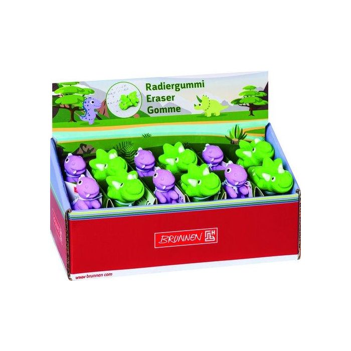 Goma De Borrar Brunnen Fun 3D Happy Dino Surtido Expositor De 24 (2 Col.)