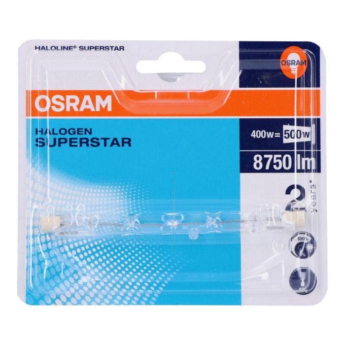 Osram Bombilla Halogena Lineal Superstar 400W (Equiv. 500W) 118 mm Luz Ultra Brillo 8750lm Regulable 220-240V Vida 2000h 1