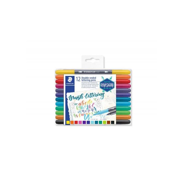 Rotulador Staedtler 3004 Doble Punta Para Lettering Estuche De 12 Unidades Colores Surtidos