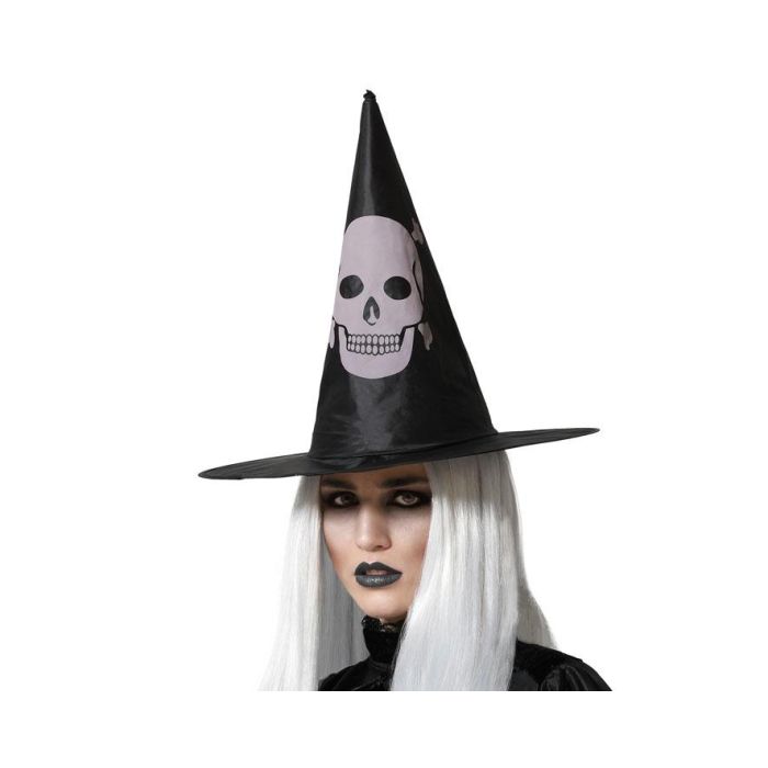 Sombrero De Bruja Negro Con Calavera Gótico O De Terror Para Disfraz Halloween O Fiesta