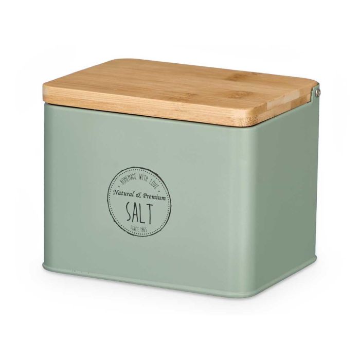 Kinvara Salero de Metal con Tapa de Bambú Verde Menta 14x11x11 cm (12 Unidades) 1 Kinvara Salero de Metal con Tapa de Bambú Verde Menta 14x11x11 cm (12 Unidades) 1