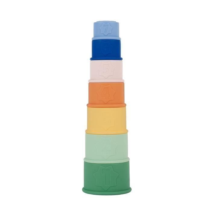 Badabulle BAD3661276189270 Juego de 7 Vasos Apilables Numerados de Silicona Suave para Bebés - Juguetes de Baño Infantiles Badabulle BAD3661276189270 Juego de 7 Vasos Apilables Numerados de Silicona Suave para Bebés - Juguetes de Baño Infantiles